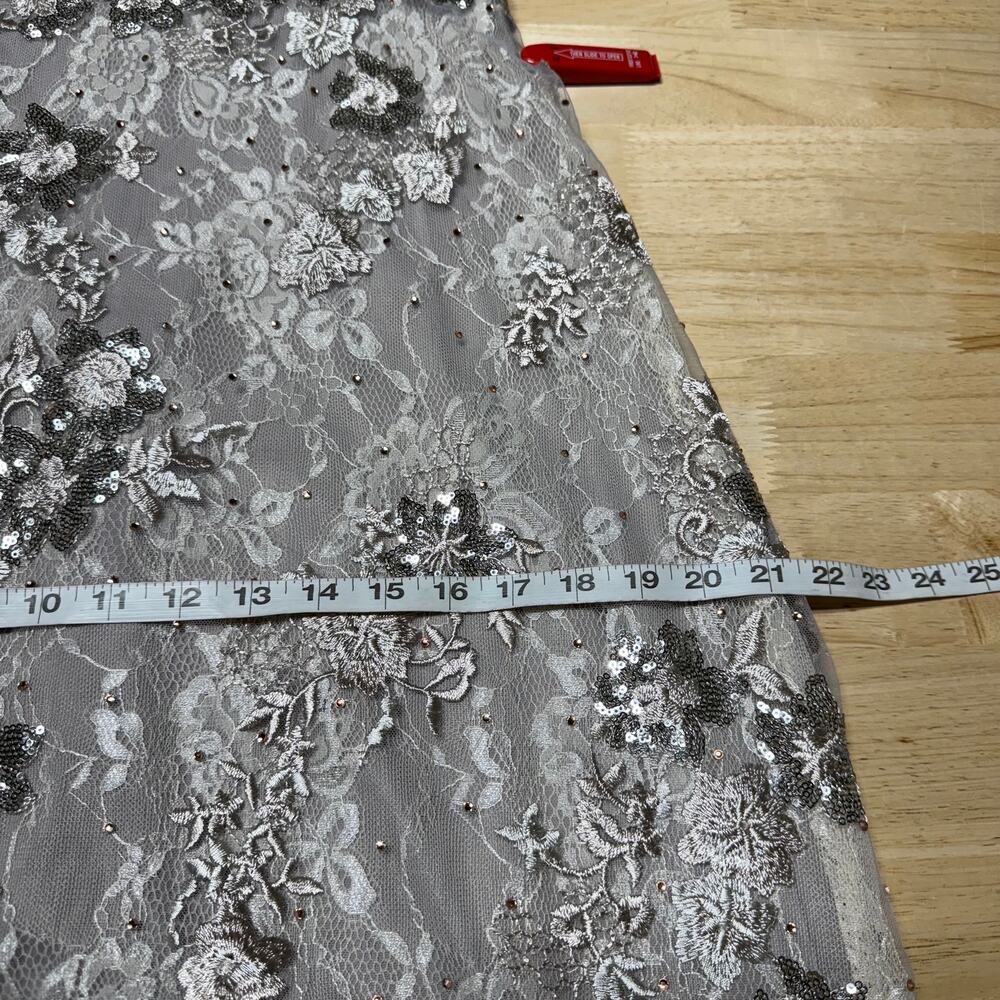 Mac Duggal Silver Champagne Embellished Lace Maxi Gown - Picture 9 of 10